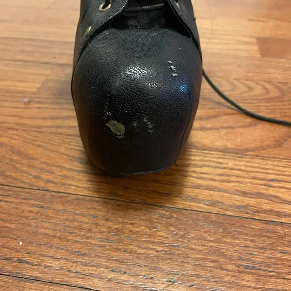 Black Lace-Up Platform Boots - Picture 2 of 4